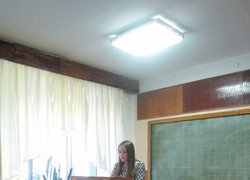 Студентка ІІ курсу Анастасія Лісогурська доповідала на тему  «Ефективність застосування гербіцидів та біостимуляторів росту у посівах сої»